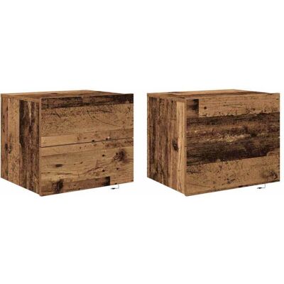 vidaXL Mesita de noche Madera Antigua Rústica Marrón - Mesita vidaXL Mesita de noche Madera Antigua Rústica Marrón - Mesita