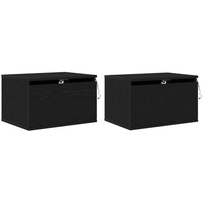 vidaXL Mesita de noche montada en pared Roble negro Compacta - Mesita vidaXL Mesita de noche montada en pared Roble negro Compacta - Mesita