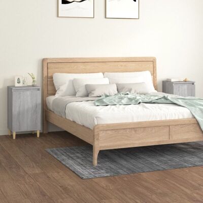 Vidaxl - Mesitas De Noche 2 Uds Madera Contrachapada Gris 40x35x70 Cm Vidaxl - Mesitas De Noche 2 Uds Madera Contrachapada Gris 40x35x70 Cm