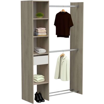 MIROYTENGO Vestidor Californie 1 Cajón Armario Abierto Color Roble Kronberg Y Blanco Mate 118x183 Cm Mueble De Dormitorio MIROYTENGO Vestidor Californie 1 Cajón Armario Abierto Color Roble Kronberg Y Blanco Mate 118x183 Cm Mueble De Dormitorio