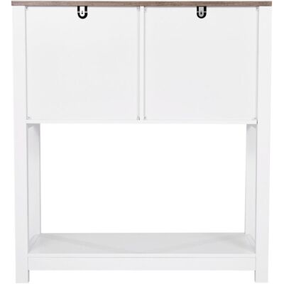 Mueble De Café Rústico De 80 X 35 X 80 Cm Con 3 Niveles De Almacenamiento, Mesa De Bar Móvil Con Puertas Magnéticas, Aparador Para Sala De Estar, Marrón Y Blanco - Mophorn Mueble De Café Rústico De 80 X 35 X 80 Cm Con 3 Niveles De Almacenamiento, Mesa De Bar Móvil Con Puertas Magnéticas, Aparador Para Sala De Estar, Marrón Y Blanco - Mophorn