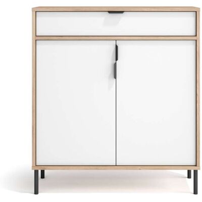 Herdasa - Mueble Auxiliar/zapatero Md-507, 2 Puertas 1 Cajón En Roble Oscuro/blanco, 89cm(alto) 80cm(ancho) 29cm(prof.) Herdasa - Mueble Auxiliar/zapatero Md-507, 2 Puertas 1 Cajón En Roble Oscuro/blanco, 89cm(alto) 80cm(ancho) 29cm(prof.)