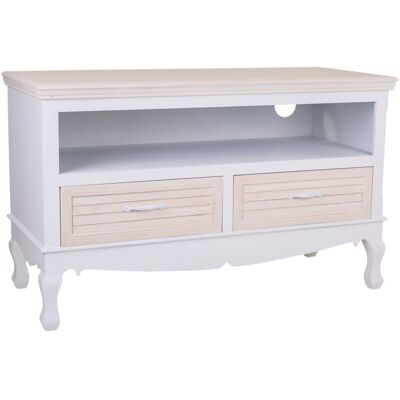 Wanderlust Deco Soporte de TV de Madera Blanco - 100x42x61cm - Vintage Chic Wanderlust Deco Soporte de TV de Madera Blanco - 100x42x61cm - Vintage Chic