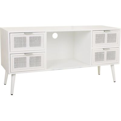 Wanderlust Deco - Mueble de madera y rejilla 120x42x60 cm - Blanco Wanderlust Deco - Mueble de madera y rejilla 120x42x60 cm - Blanco