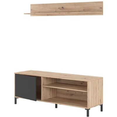 Mueble TV ALTRO - 49x135x40cm - Madera y Gris Antracita - Diseño Moderno Mueble TV ALTRO - 49x135x40cm - Madera y Gris Antracita - Diseño Moderno