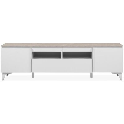 Mueble TV Bertrix 56A Blanco con 2 Puertas 1 Cajón 2 Nichos Mueble TV Bertrix 56A Blanco con 2 Puertas 1 Cajón 2 Nichos