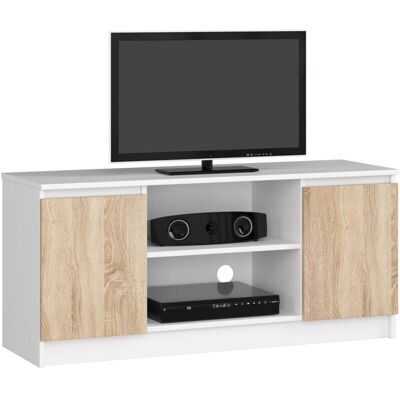 Mueble De Tv Akord Blanco 120 Cm 2 Puertas Frente En Color Roble Sonoma 2 Estantes 120x40x55 Cm Mueble De Tv Akord Blanco 120 Cm 2 Puertas Frente En Color Roble Sonoma 2 Estantes 120x40x55 Cm