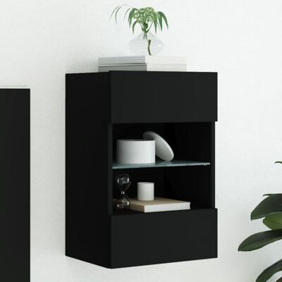 Mueble De Tv De Pared Con Luces Led Negro 40x30x60,5 Cm Vidaxl Mueble De Tv De Pared Con Luces Led Negro 40x30x60,5 Cm Vidaxl