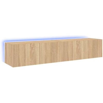 Vidaxl - Muebles De Tv De Pared Luces Led 2 Uds Roble Sonoma 80x35x31 Cm Vidaxl - Muebles De Tv De Pared Luces Led 2 Uds Roble Sonoma 80x35x31 Cm