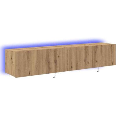 Vidaxl Gabinete de TV de Pared - Roble elegante con luces LED Vidaxl Gabinete de TV de Pared - Roble elegante con luces LED