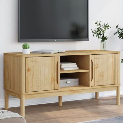 Vidaxl - Mueble De Tv Floro Madera Maciza Pino Marrón Cera 114x43x55 Cm Vidaxl - Mueble De Tv Floro Madera Maciza Pino Marrón Cera 114x43x55 Cm