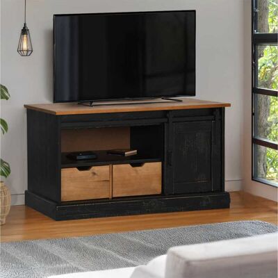 Vidaxl - Mueble De Tv Halden Con Puerta Corredera Negro 110x40x60 Cm Vidaxl - Mueble De Tv Halden Con Puerta Corredera Negro 110x40x60 Cm