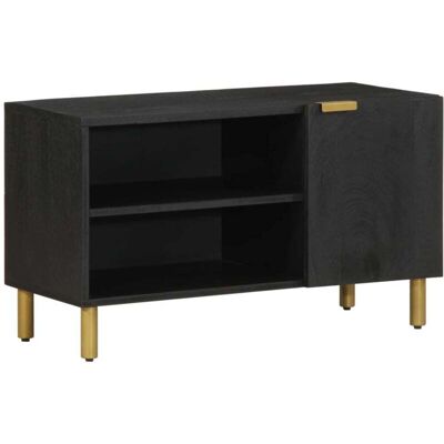 vidaXL Mueble de TV - Madera de ingeniería negra 80x33x46cm vidaXL Mueble de TV - Madera de ingeniería negra 80x33x46cm