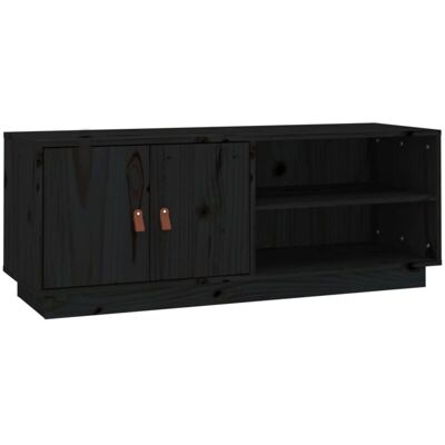 Vidaxl - Mueble De Tv De Madera Maciza De Pino Negro 105x34x40 Cm Vidaxl - Mueble De Tv De Madera Maciza De Pino Negro 105x34x40 Cm