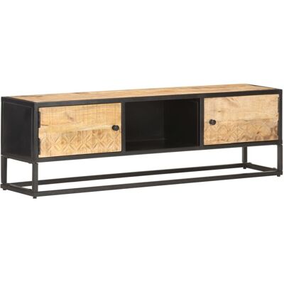 Vidaxl - Mueble De Tv Puerta Tallada Madera De Mango Rugosa 130x30x40 Cm Vidaxl - Mueble De Tv Puerta Tallada Madera De Mango Rugosa 130x30x40 Cm