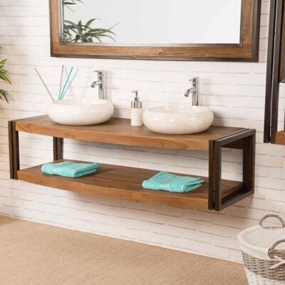 Wanda Collection - Mueble Doble Suspendido Elegancia Teca Metal 145 Cm Wanda Collection - Mueble Doble Suspendido Elegancia Teca Metal 145 Cm