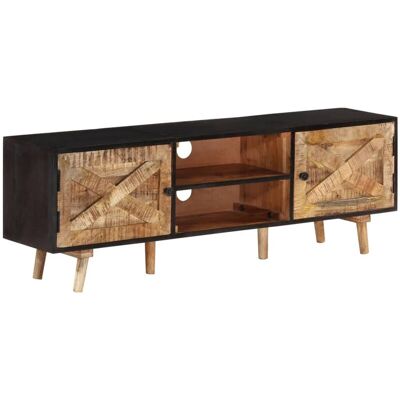 vidaXL - Mueble TV de Mango - Mango Crudo - Acacia Negra Acabado - Mueble TV vidaXL - Mueble TV de Mango - Mango Crudo - Acacia Negra Acabado - Mueble TV