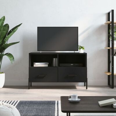Mueble para TV negro de madera de ingeniería - 80x36x50 cm vidaXL Mueble para TV negro de madera de ingeniería - 80x36x50 cm vidaXL