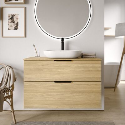 Bernstein - Mueble Tocador Tim 100cm Para Lavabo Sobre Encimera - Color A Elegir:matt Black, Blanco Brillo, Roble Gris Niebla Bernstein - Mueble Tocador Tim 100cm Para Lavabo Sobre Encimera - Color A Elegir:matt Black, Blanco Brillo, Roble Gris Niebla