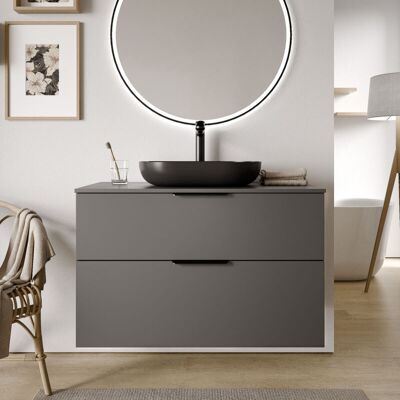 Bernstein - Mueble Tocador Tim 100cm Para Lavabo Sobre Encimera - Color A Elegir:matt Anthracite, Matt Black, Blanco Brillo Bernstein - Mueble Tocador Tim 100cm Para Lavabo Sobre Encimera - Color A Elegir:matt Anthracite, Matt Black, Blanco Brillo