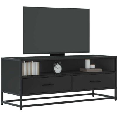 Vidaxl - Mueble De Tv Madera De Ingeniería Y Metal Negro 100x34,5x40 Cm Vidaxl - Mueble De Tv Madera De Ingeniería Y Metal Negro 100x34,5x40 Cm