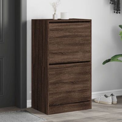 Vidaxl - Mueble Zapatero 2 Cajones Abatibles Marrón Roble 60x42x108 Cm Vidaxl - Mueble Zapatero 2 Cajones Abatibles Marrón Roble 60x42x108 Cm