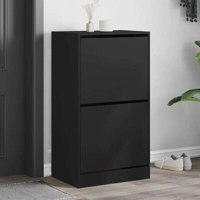 Vidaxl - Mueble Zapatero Con 2 Cajones Abatibles Negro 60x42x108 Cm Vidaxl - Mueble Zapatero Con 2 Cajones Abatibles Negro 60x42x108 Cm
