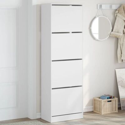 Vidaxl - Mueble Zapatero Con 4 Cajones Abatibles Blanco 60x34x187,5 Cm Vidaxl - Mueble Zapatero Con 4 Cajones Abatibles Blanco 60x34x187,5 Cm