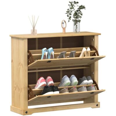 Vidaxl - Mueble Zapatero Corona Madera Maciza De Pino 99x32x85 Cm Vidaxl - Mueble Zapatero Corona Madera Maciza De Pino 99x32x85 Cm