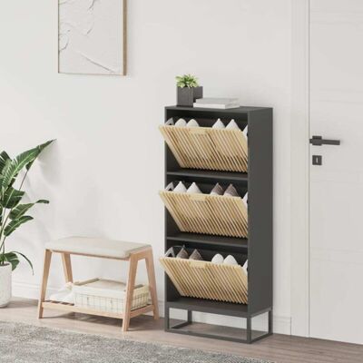 Vidaxl - Mueble Zapatero Madera Contrachapada Negro 52x25x120 Cm Vidaxl - Mueble Zapatero Madera Contrachapada Negro 52x25x120 Cm