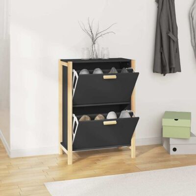 Armario para zapatos negro de madera contrachapada vidaXL - Organizador de calzado Armario para zapatos negro de madera contrachapada vidaXL - Organizador de calzado