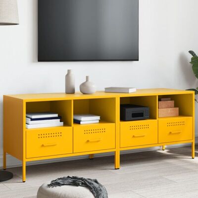 Vidaxl - Muebles Para Tv 2 Unidades Acero Amarillo Mostaza 68x39x50,5 Cm Vidaxl - Muebles Para Tv 2 Unidades Acero Amarillo Mostaza 68x39x50,5 Cm