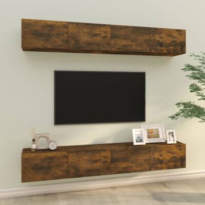 Vidaxl - Muebles De Tv 4 Piezas Roble Ahumado 100x30x30 Cm Vidaxl - Muebles De Tv 4 Piezas Roble Ahumado 100x30x30 Cm