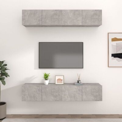 Muebles Tv 4 Uds Madera Contrachapada Gris Hormigón 80x30x30 Cm Vidaxl Muebles Tv 4 Uds Madera Contrachapada Gris Hormigón 80x30x30 Cm Vidaxl