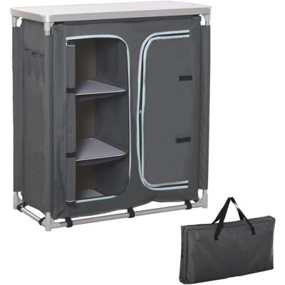Outsunny Armario De Camping Plegable Con Estantes Puerta Con Cremallera Estructura De Aluminio Y Bolsa De Transporte 96x49,5x104 Cm Gris Outsunny Armario De Camping Plegable Con Estantes Puerta Con Cremallera Estructura De Aluminio Y Bolsa De Transporte 96x49,5x104 Cm Gris