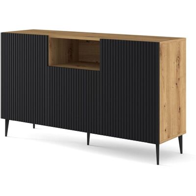 Bim Furniture - Cómoda Ravenna B 150 Cm 2d1dm Roble Artesanal Negro Sobre Patas Bim Furniture - Cómoda Ravenna B 150 Cm 2d1dm Roble Artesanal Negro Sobre Patas