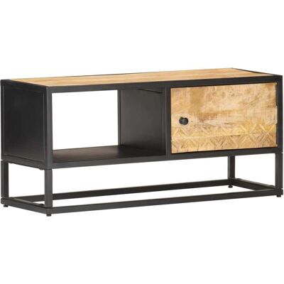 Vidaxl - Mueble De Tv Puerta Tallada Madera De Mango Rugosa 90x30x40 Cm Vidaxl - Mueble De Tv Puerta Tallada Madera De Mango Rugosa 90x30x40 Cm