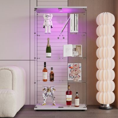 TANANT Vitrina De Vidrio Con Iluminación Led 164 Cm, 4 Capas De Tabiques, 2 Puertas, Biblioteca Antigua Con Soporte, Estante Para Vino, Adecuada Para Salón, Dormitorio, Oficina, Blanco TANANT Vitrina De Vidrio Con Iluminación Led 164 Cm, 4 Capas De Tabiques, 2 Puertas, Biblioteca Antigua Con Soporte, Estante Para Vino, Adecuada Para Salón, Dormitorio, Oficina, Blanco