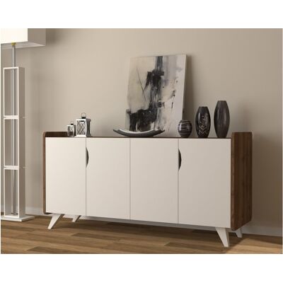 Azura Home Design - Aparador 4 Puertas Noon Blanco Y Nogal 140 Cm Azura Home Design - Aparador 4 Puertas Noon Blanco Y Nogal 140 Cm
