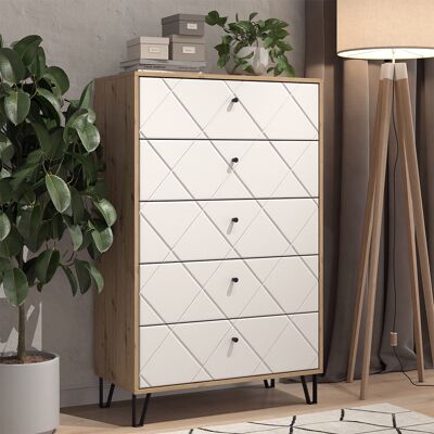 Aparador Nizza, Artesano/blanco, 80.2 X 127.4 Cm Con 5 Cajones, Vicco Aparador Nizza, Artesano/blanco, 80.2 X 127.4 Cm Con 5 Cajones, Vicco