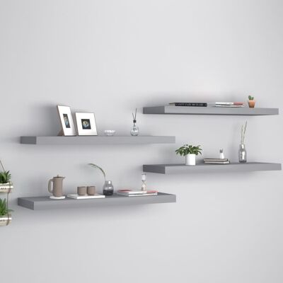 vidaXL 4x Estantes Flotantes Grises - Estanterías vidaXL 4x Estantes Flotantes Grises - Estanterías
