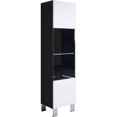 MUEBLES BONITOS Vitrina Con Patas 12cm Armario Mueble De Salón Vitrina De Pared Led 1 Puerta 40x177x29cm Modelo Luke V6 Negro Y Blanco Brillo MUEBLES BONITOS Vitrina Con Patas 12cm Armario Mueble De Salón Vitrina De Pared Led 1 Puerta 40x177x29cm Modelo Luke V6 Negro Y Blanco Brillo