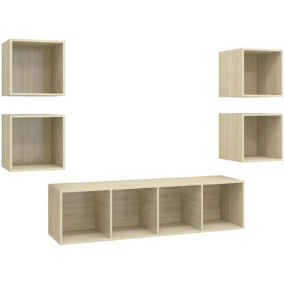 Juego De Muebles De Salón 5 Pzas Madera Ingeniería Roble Sonoma Vidaxl Juego De Muebles De Salón 5 Pzas Madera Ingeniería Roble Sonoma Vidaxl