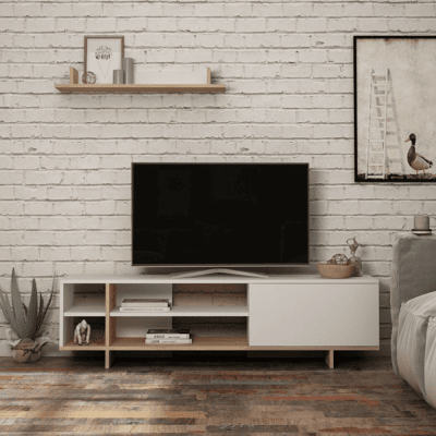 Webmarketpoint - Mueble Para Tv Stockton De Roble Blanco Webmarketpoint - Mueble Para Tv Stockton De Roble Blanco