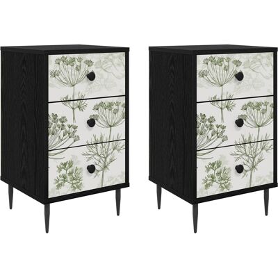 Mesa De Noche Gotha 2 Uds. Roble Negro 36 X 33 X 61 Cm Vidaxl Mesa De Noche Gotha 2 Uds. Roble Negro 36 X 33 X 61 Cm Vidaxl