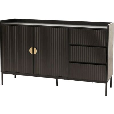 DÉCOSHOP26 Parador Cómoda Mueble De Almacenaje Con 3 Cajones Y 2 Puertas 80 X 130 X 42 Cm Madera Melamina Acabado Negro Con Diseño De Listones 04000942 DÉCOSHOP26 Parador Cómoda Mueble De Almacenaje Con 3 Cajones Y 2 Puertas 80 X 130 X 42 Cm Madera Melamina Acabado Negro Con Diseño De Listones 04000942