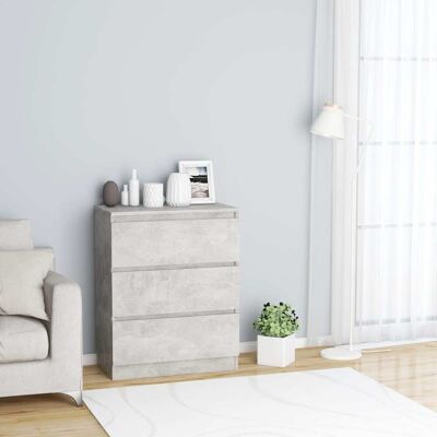 vidaXL Armario lateral gris cemento con 3 cajones - Mueble de almacenamiento vidaXL Armario lateral gris cemento con 3 cajones - Mueble de almacenamiento