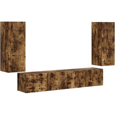 Conjunto De Mueble Para Tv De Pared 4 Uds. Roble Ahumado Vidaxl Conjunto De Mueble Para Tv De Pared 4 Uds. Roble Ahumado Vidaxl