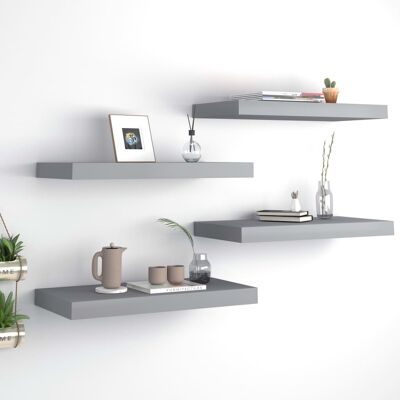 vidaXL 4x Estanterías Flotantes Grises - 50x23x3.8 cm MDF vidaXL 4x Estanterías Flotantes Grises - 50x23x3.8 cm MDF