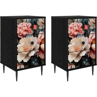 Mesa De Noche Borne 2 Uds. Roble Negro 36 X 33 X 61 Cm Vidaxl Mesa De Noche Borne 2 Uds. Roble Negro 36 X 33 X 61 Cm Vidaxl